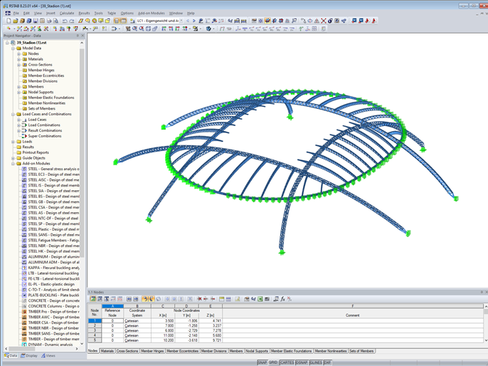 Framework Model of Stadium Roof